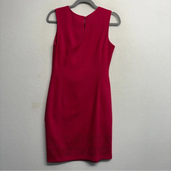 Banana Republic Sheath Pencil Dress Hot Pink 6 Tank Lasercut Floral Detail Midi - Picture 2 of 7